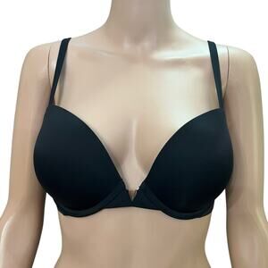 Victorias Secret Push Up Tshirt Bra 34D Black Padded Molded Wired Smooth Cup